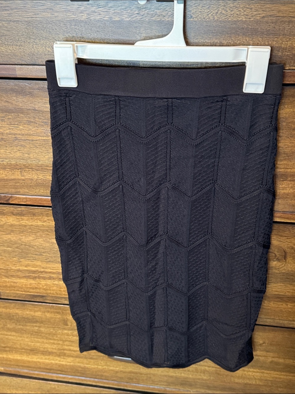 Lucy Paris Black Chevron Knit Pencil Skirt